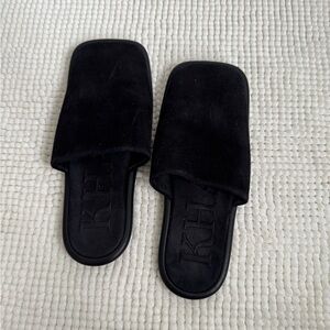 KHAITE Black Suede Flats